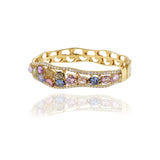 18KT Yellow Gold Multi Colored Sapphire And Diamond Bangle