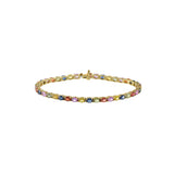 18KT Yellow Gold Oval Cut Multi Color Sapphire Bracelet