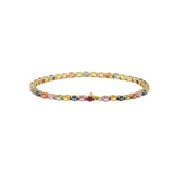 18KT Yellow Gold Oval Cut Multi Color Sapphire Bracelet