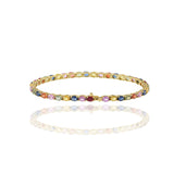 18KT Yellow Gold Oval Cut Multi Color Sapphire Bracelet