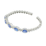 18KT White Gold Tanzanite and Diamond Cuff Bangle