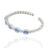 18KT White Gold Tanzanite and Diamond Cuff Bangle