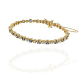 14KT Yellow Gold Vintage Sapphire and Diamond Tennis Bracelet