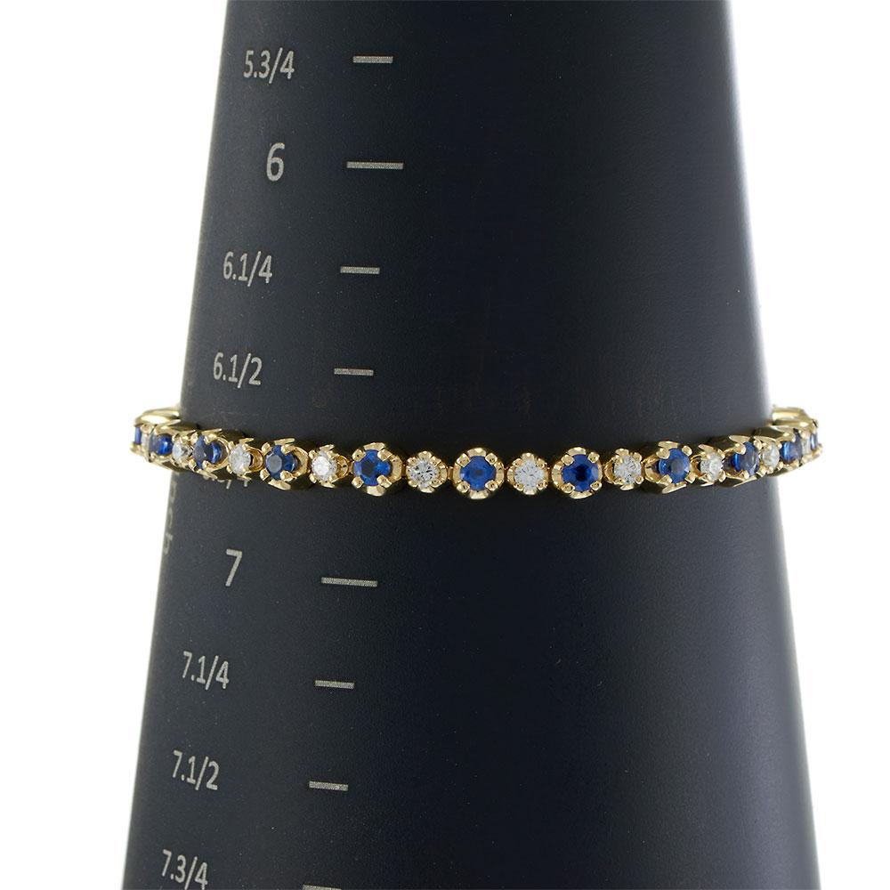 14KT Yellow Gold Vintage Sapphire and Diamond Tennis Bracelet