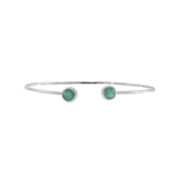 Open Bangle with Round Bezel-Set Emeralds in 18KT White Gold
