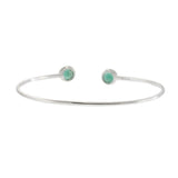 Open Bangle with Round Bezel-Set Emeralds in 18KT White Gold