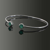 Open Bangle with Round Bezel-Set Emeralds in 18KT White Gold
