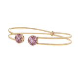 14KT Yellow Gold Pink Sapphire Cluster Open Bangle Bracelet