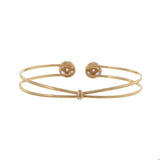 14KT Yellow Gold Pink Sapphire Cluster Open Bangle Bracelet