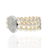 Vintage Retro Era Akoya Pearl and Diamond Bracelet