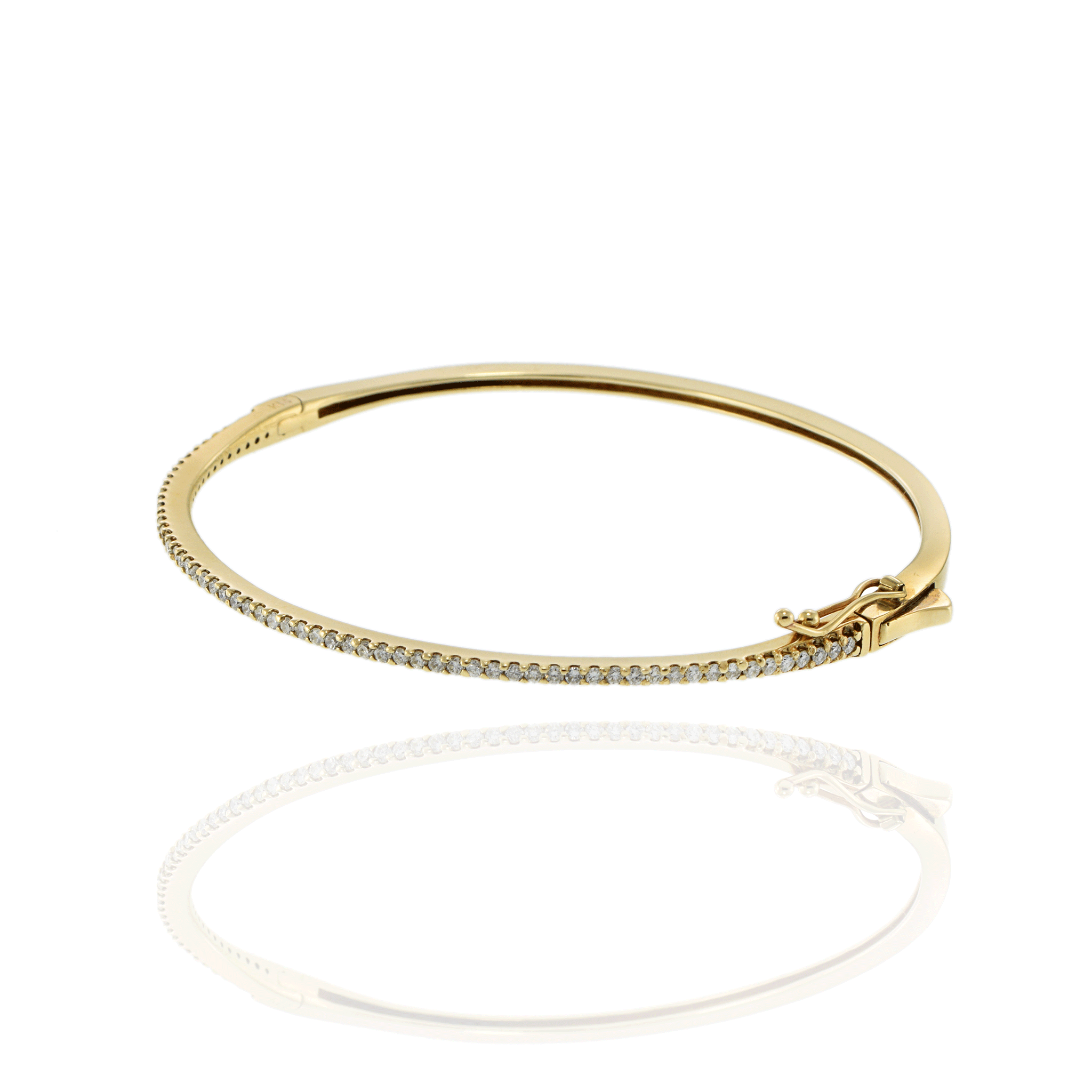 14KT Yellow Gold Graduated Halfway Diamond Bangle Bracelet