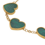 14KT Yellow Gold Malachite Heart Bracelet with Diamond Accents