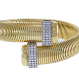 14KT Yellow Gold Flex Wrist Cuff with Round Cut Diamonds