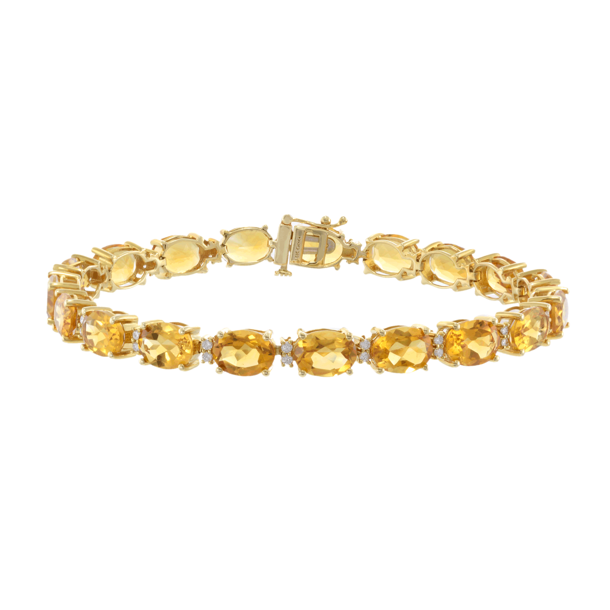 14KT Yellow Gold Oval Citrine and Diamond Bracelet