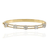 14KT Two-Tone Gold Diamond Bangle Bracelet with Round and Baguette Cuts