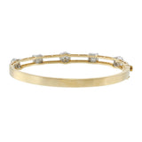 14KT Two-Tone Gold Diamond Bangle Bracelet with Round and Baguette Cuts