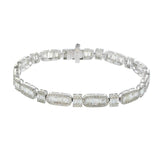 14KT White Gold Baguette and Round Cut Diamond Bracelet