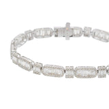 14KT White Gold Baguette and Round Cut Diamond Bracelet