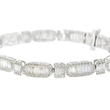 14KT White Gold Baguette and Round Cut Diamond Bracelet