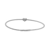 14KT White Gold Diamond Heart Beaded Flex Bangle