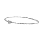 14KT White Gold Diamond Heart Beaded Flex Bangle