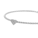 14KT White Gold Diamond Heart Beaded Flex Bangle
