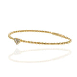 14KT Yellow Gold Diamond Heart Beaded Flex Bangle