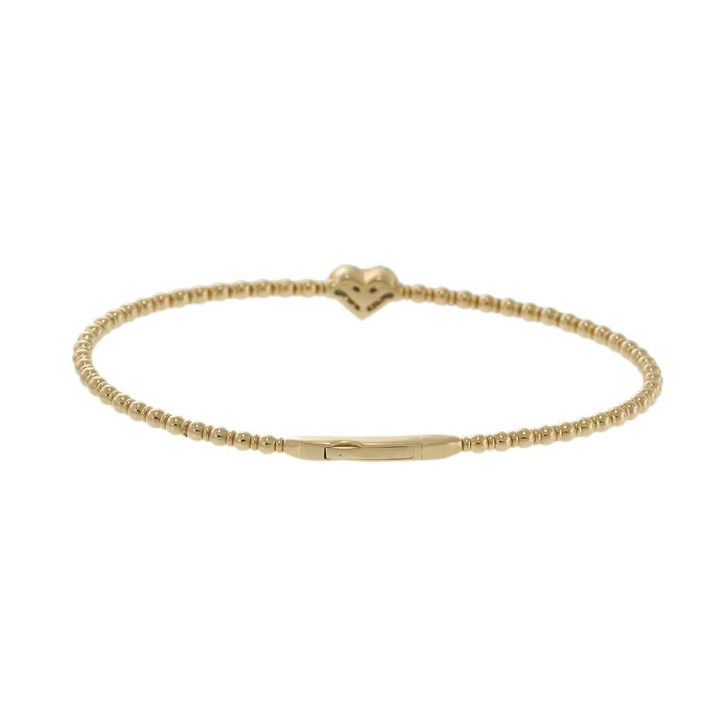 14KT Yellow Gold Diamond Heart Beaded Flex Bangle