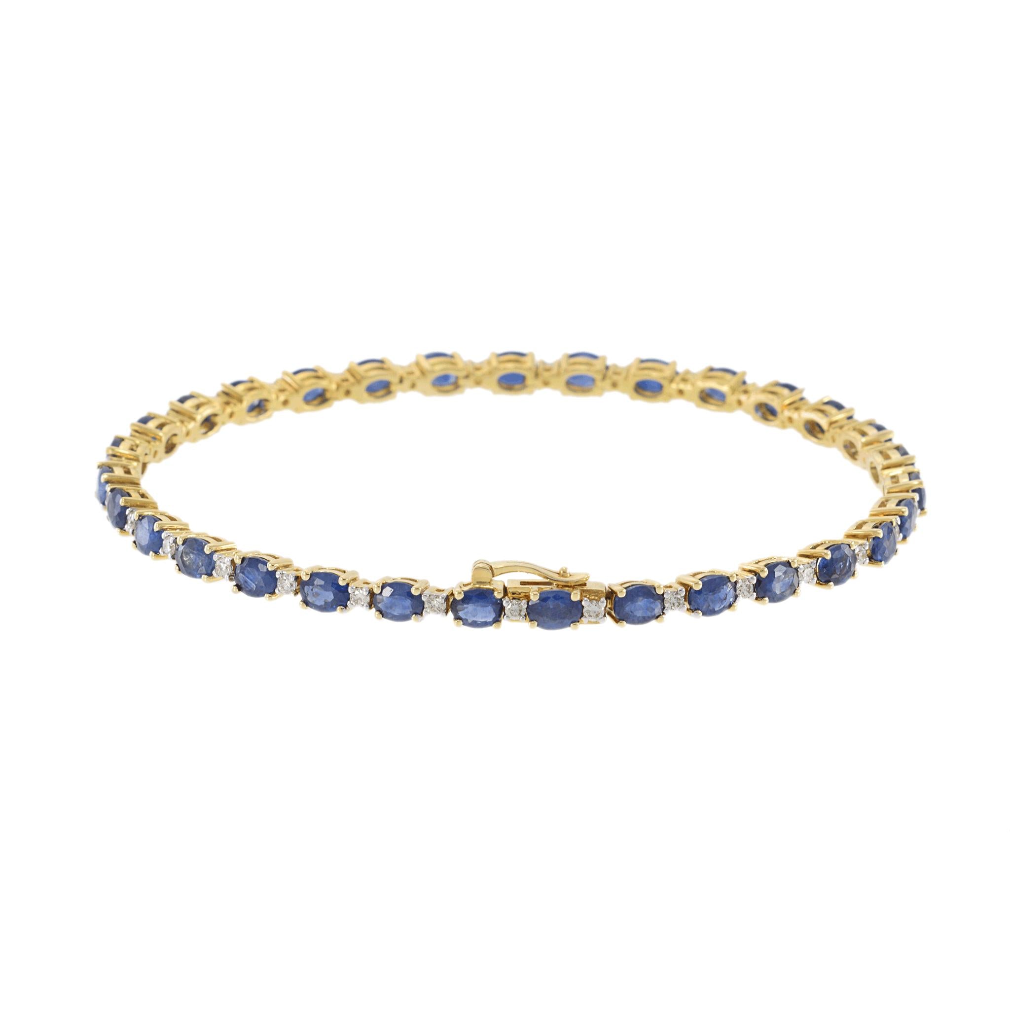 14KT Yellow Gold Oval Sapphire and Diamond Bracelet