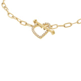 14KT Yellow Gold Diamond Open Heart Paperclip Bracelet