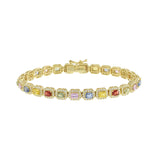 14KT Yellow Gold Multi-Color Sapphire and Diamond Bracelet