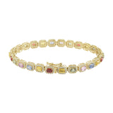 14KT Yellow Gold Multi-Color Sapphire and Diamond Bracelet