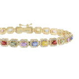 14KT Yellow Gold Multi-Color Sapphire and Diamond Bracelet
