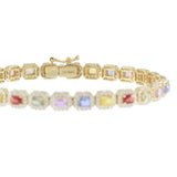 14KT Yellow Gold Multi-Color Sapphire and Diamond Bracelet
