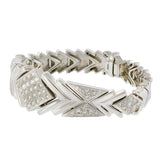 Retro 14KT White Gold Chevron Diamond Bracelet