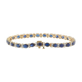 14KT Yellow Gold Blue Sapphire & Diamond Tennis Bracelet