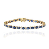 14KT Yellow Gold Blue Sapphire & Diamond Tennis Bracelet