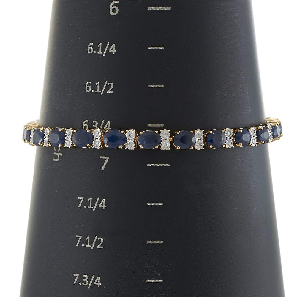 14KT Yellow Gold Blue Sapphire & Diamond Tennis Bracelet
