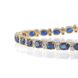14KT Yellow Gold Blue Sapphire & Diamond Tennis Bracelet