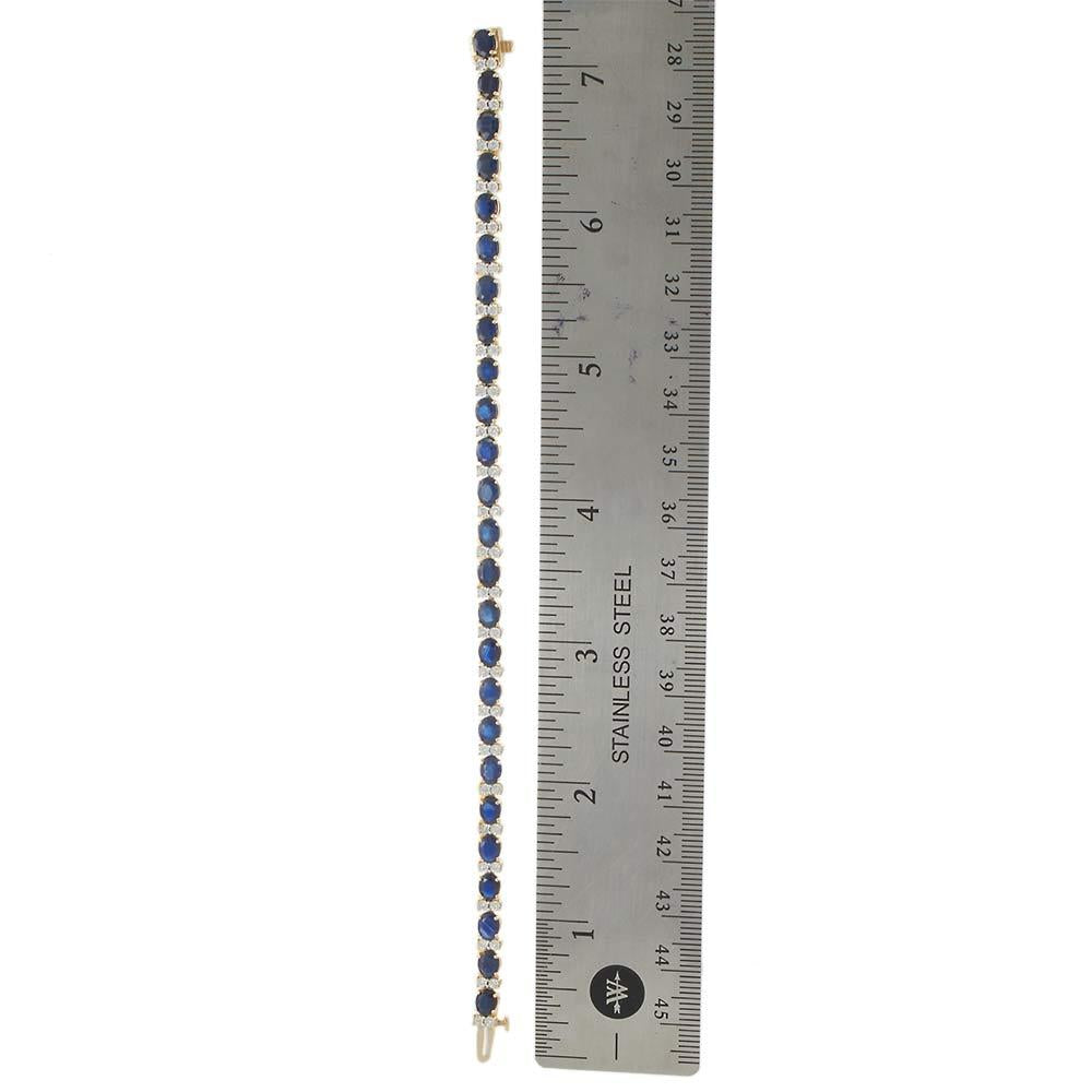 14KT Yellow Gold Blue Sapphire & Diamond Tennis Bracelet