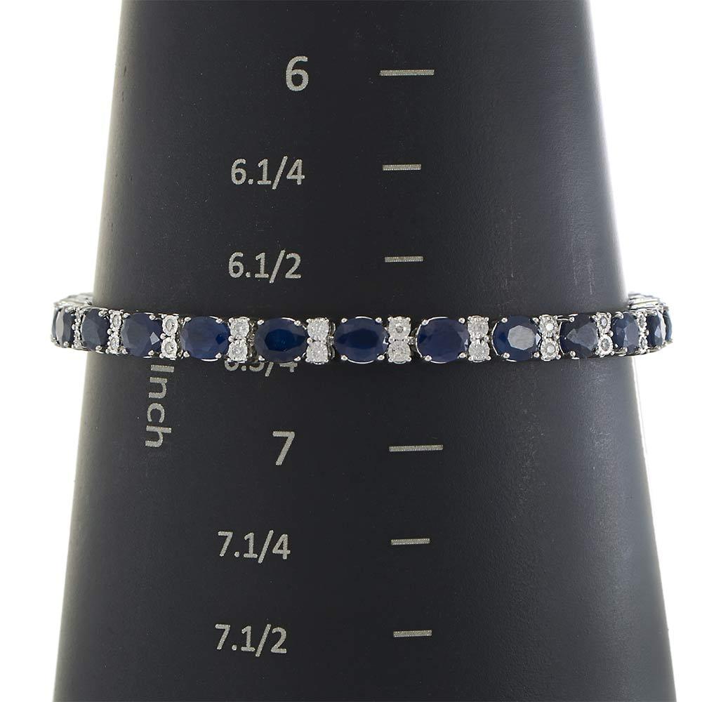 14KT White Gold Sapphire & Diamond Tennis Bracelet