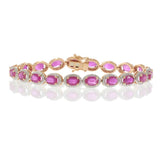 14KT Rose Gold Oval Ruby and Diamond Halo Bracelet