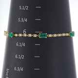 14KT Yellow Gold Emerald and Diamond Alternating Line Bracelet