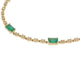 14KT Yellow Gold Emerald and Diamond Alternating Line Bracelet