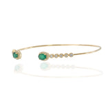 14KT Yellow Gold Open Bangle with Emerald and Diamond Accents