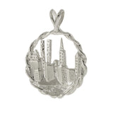 Sterling Silver New York City Skyline Charm with Rope Edge