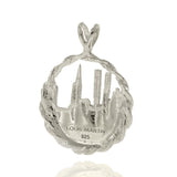 Sterling Silver New York City Skyline Charm with Rope Edge