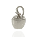 Sterling Silver Whole NYC Apple Charm with Leaf Detail