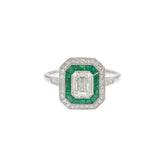 Platinum Emerald & Diamond Ring