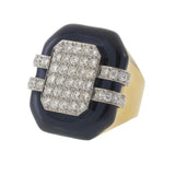 Vintage Signed David Webb Onyx and Diamond Cocktail Ring